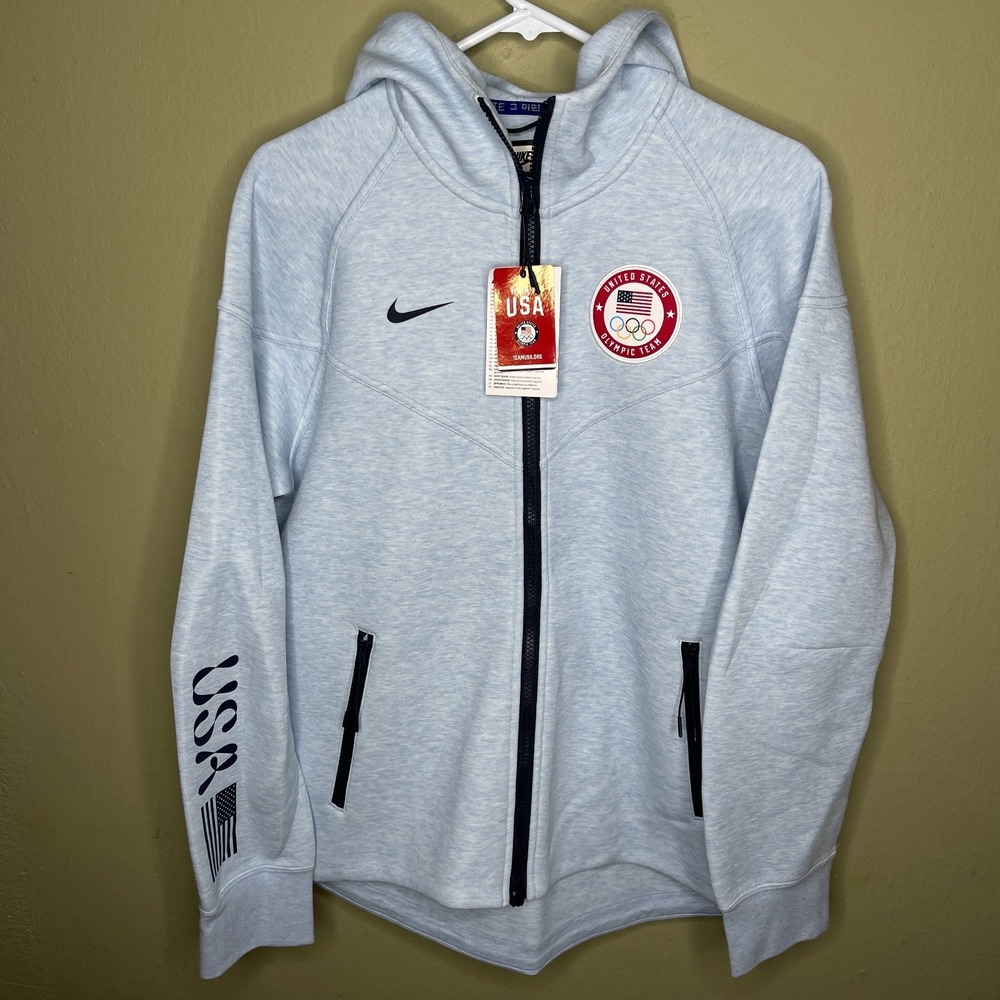Nike Team USA Tech Fleece Windrunner Women's Size Large Full-Zip Hoodie Blue New